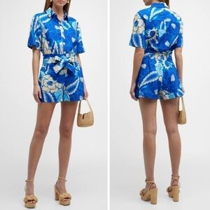 New! FARM Rio Tropical Groove Linen Boho Floral Romper
